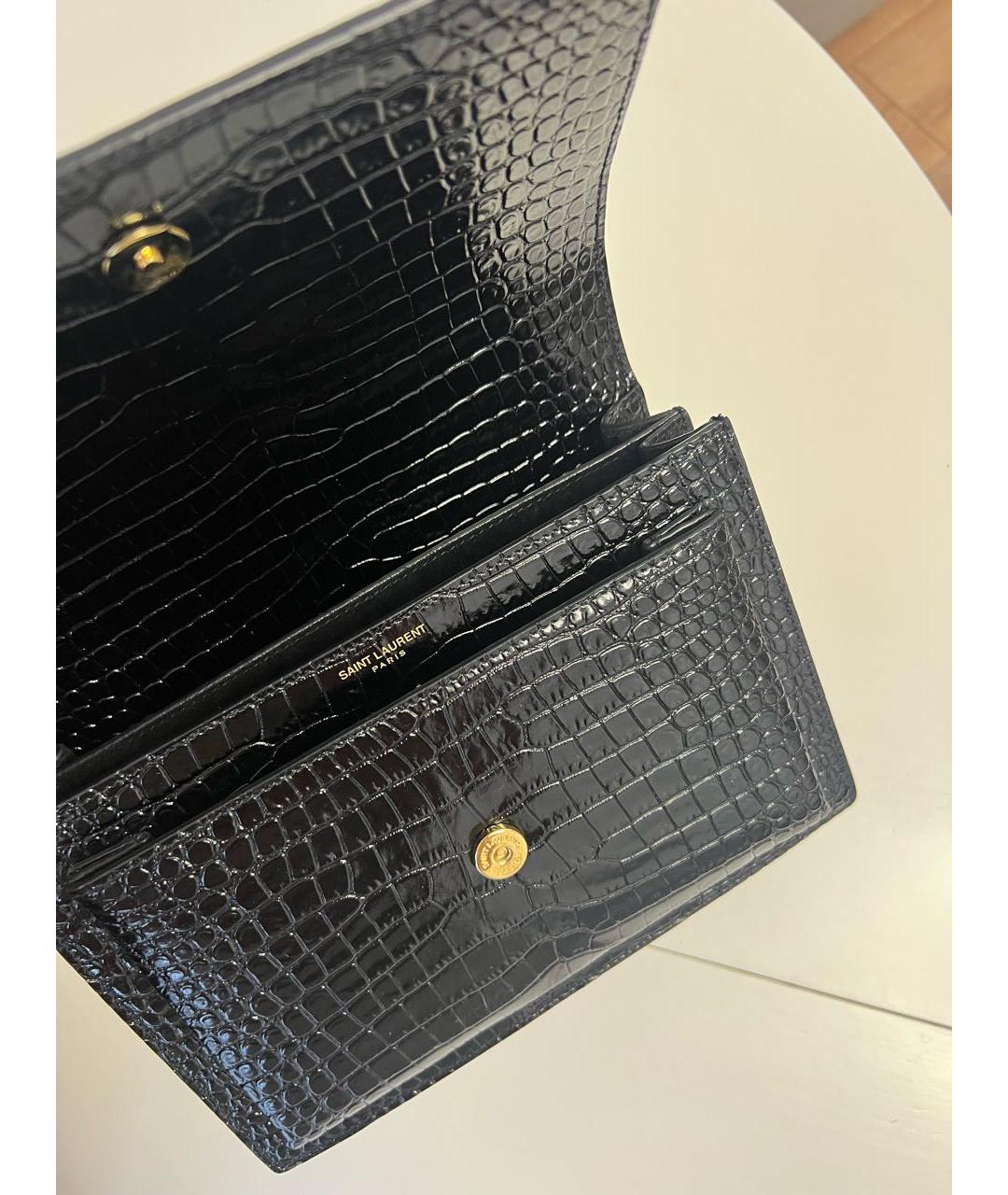 SAINT LAURENT Черная сумка через плечо из лакированной кожи, фото 5