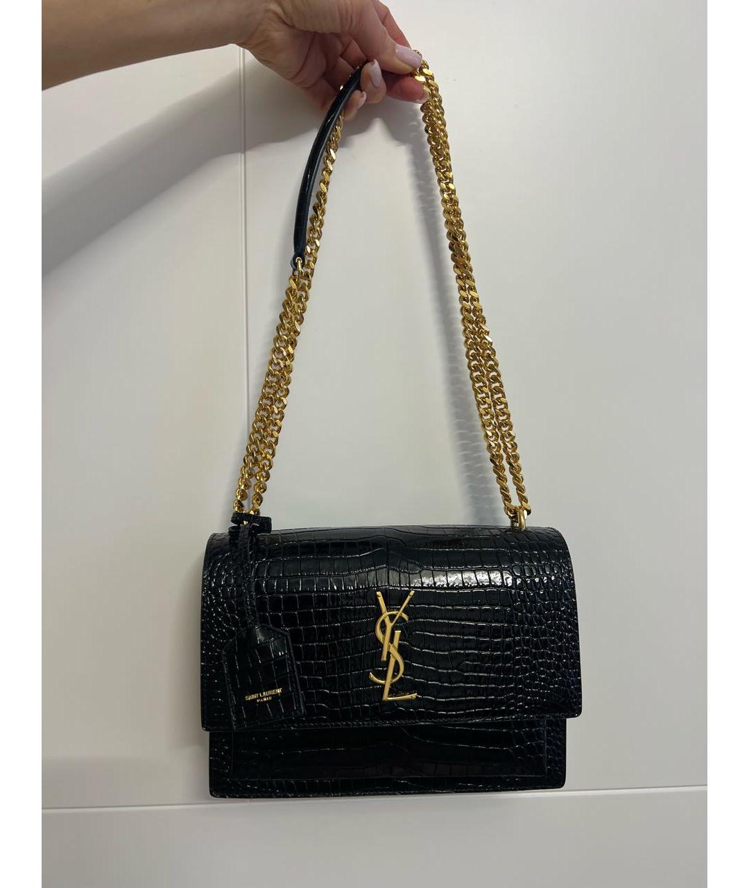 SAINT LAURENT Черная сумка через плечо из лакированной кожи, фото 8