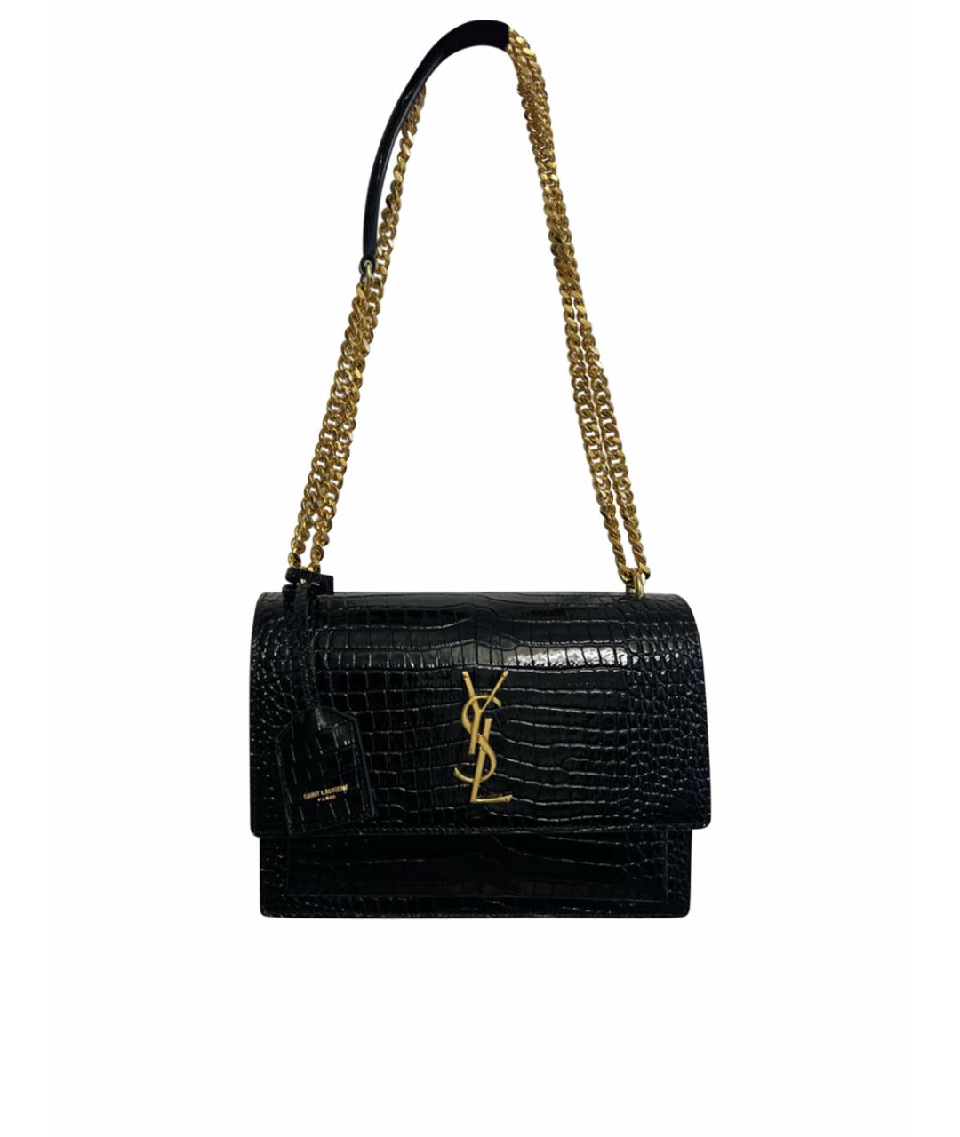 SAINT LAURENT Черная сумка через плечо из лакированной кожи, фото 1