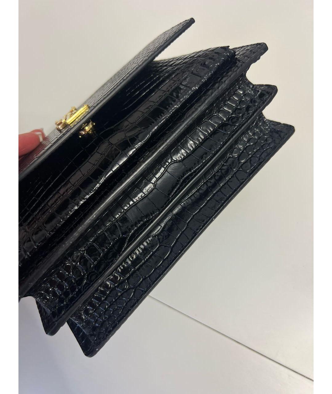 SAINT LAURENT Черная сумка через плечо из лакированной кожи, фото 6