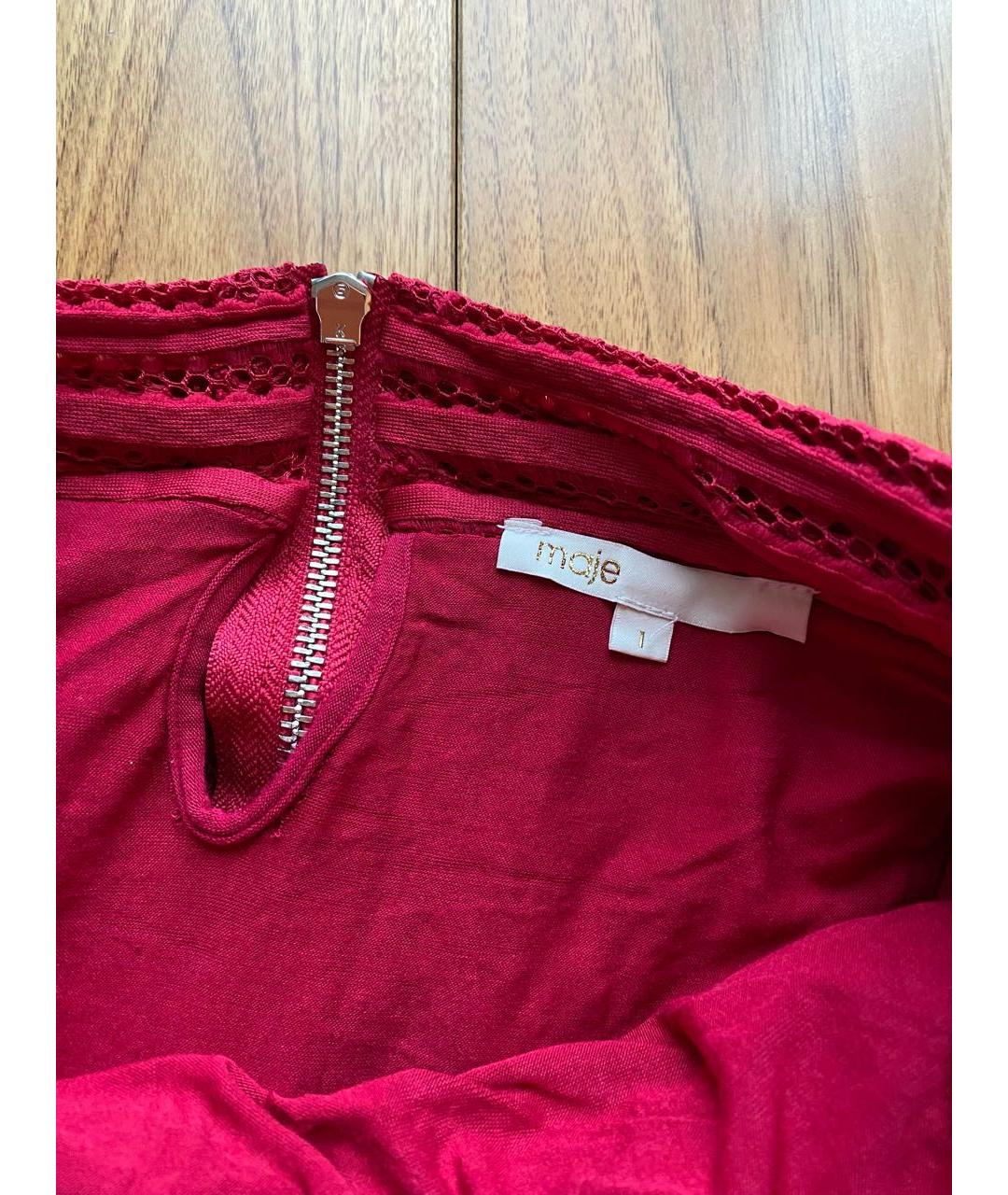 MAJE Красная полиэстеровая юбка миди, фото 5