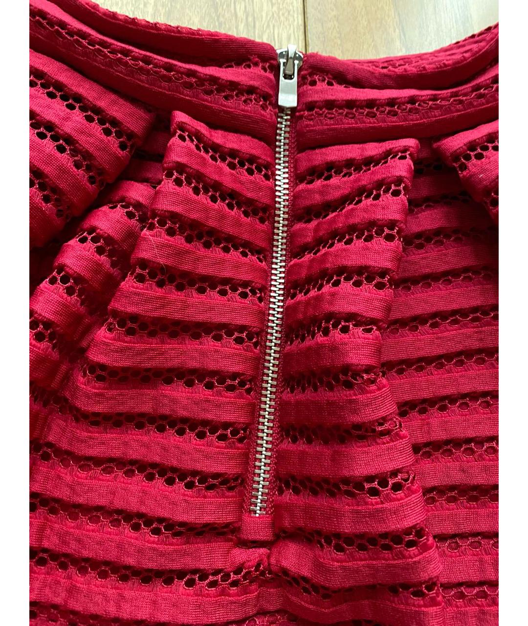 MAJE Красная полиэстеровая юбка миди, фото 3