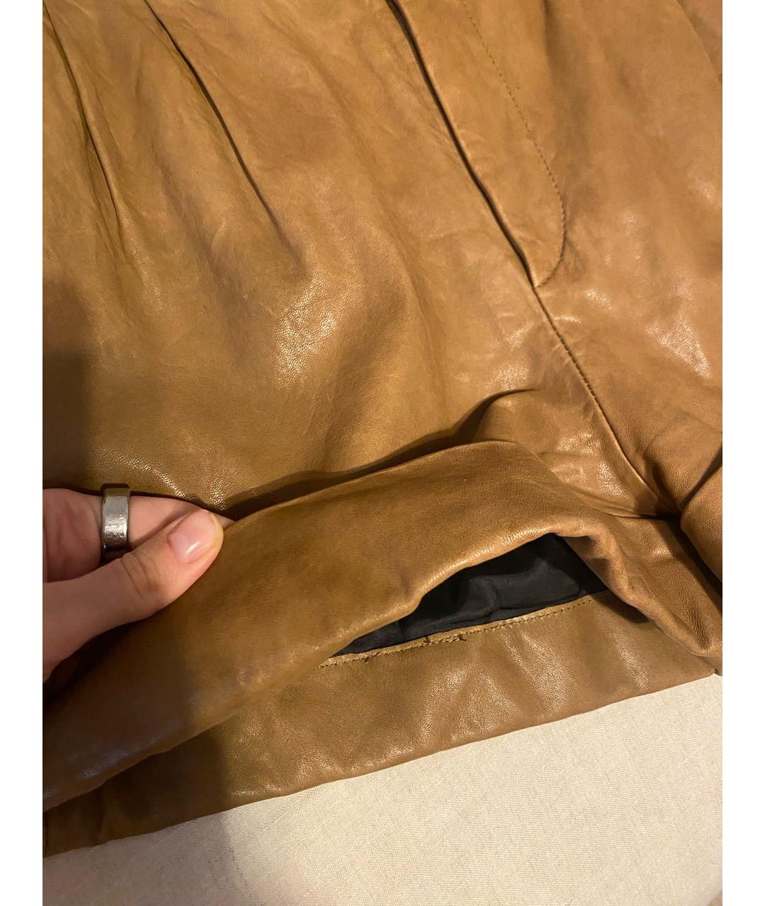 ISABEL MARANT ETOILE Горчичные кожаные шорты, фото 3
