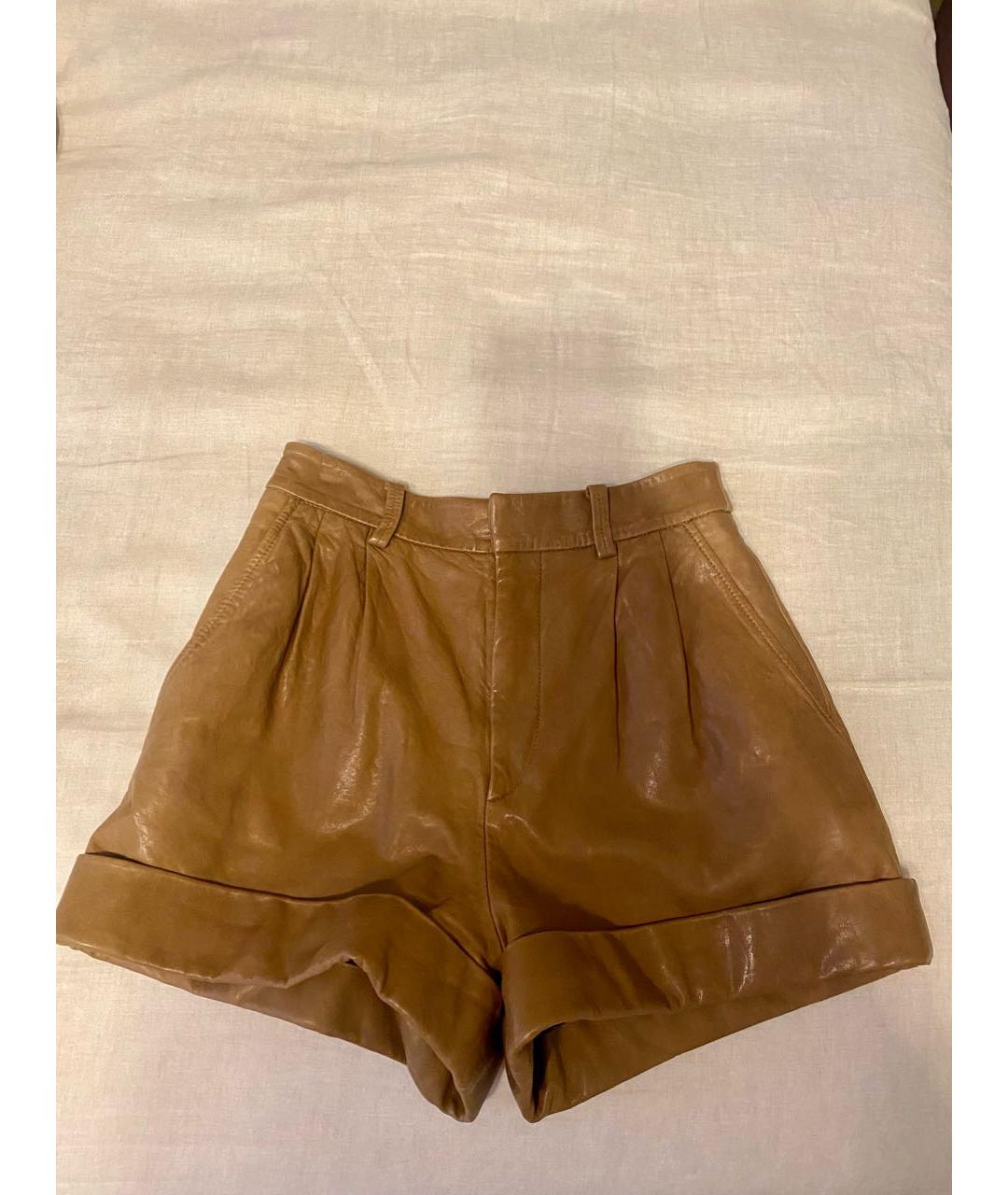 ISABEL MARANT ETOILE Горчичные кожаные шорты, фото 4