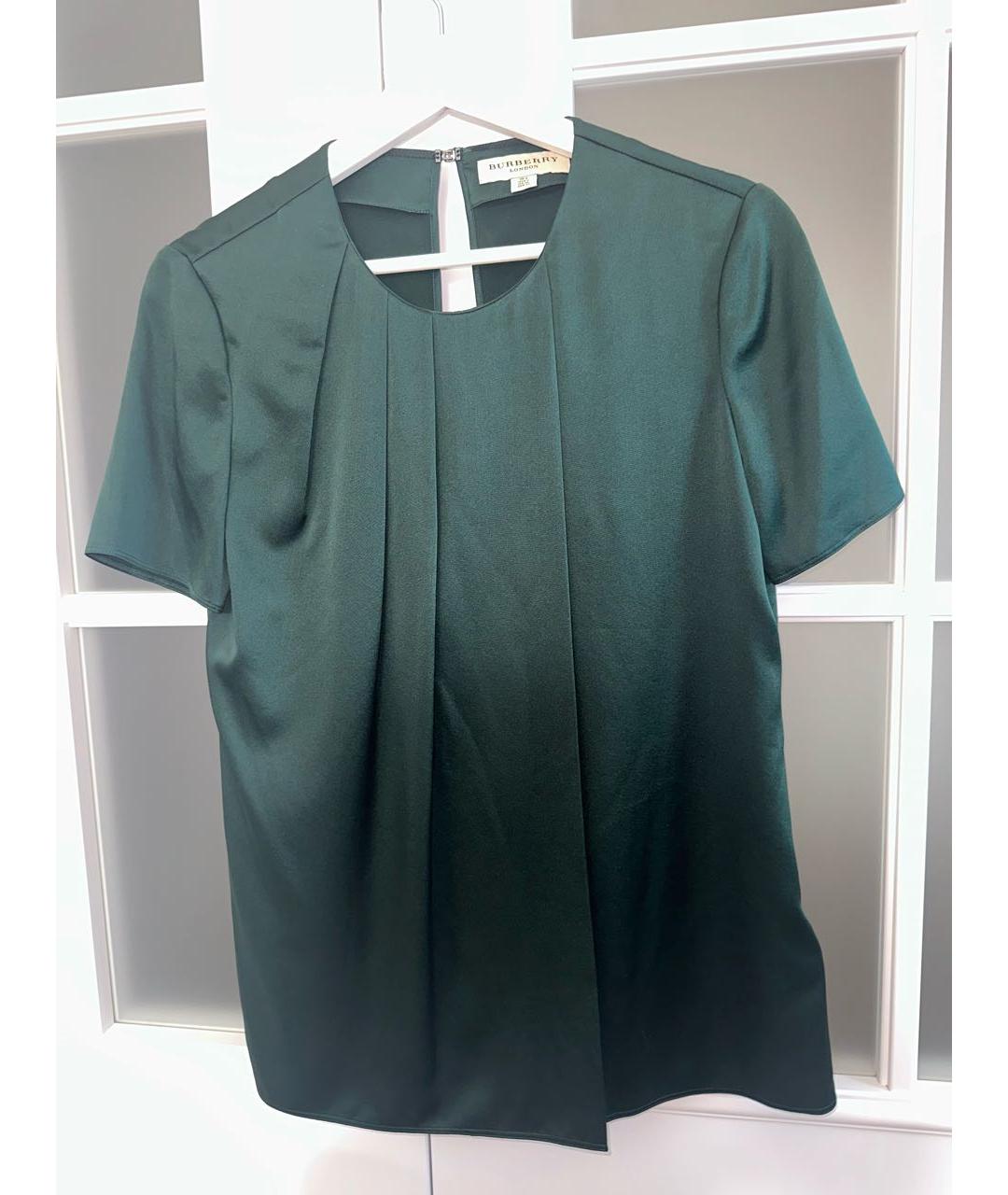 BURBERRY Зеленая шелковая блузы, фото 4