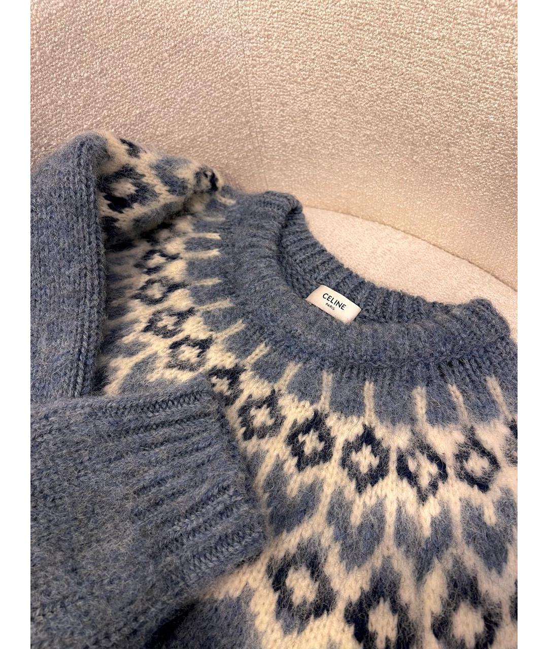 CELINE PRE-OWNED Голубой шерстяной джемпер / свитер, фото 3