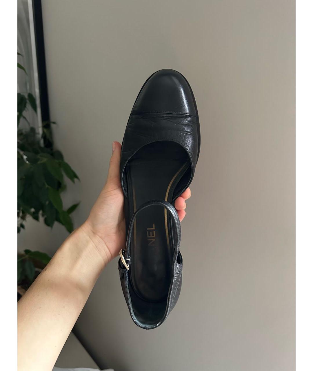 CHANEL Черные кожаные туфли, фото 5