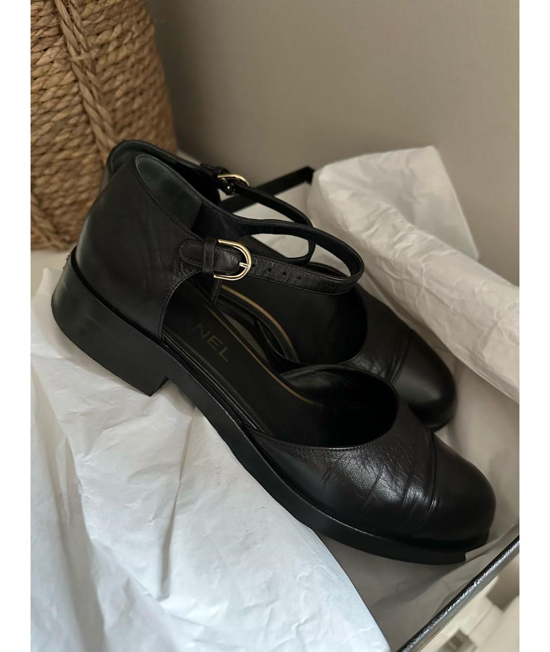 CHANEL Черные кожаные туфли, фото 2