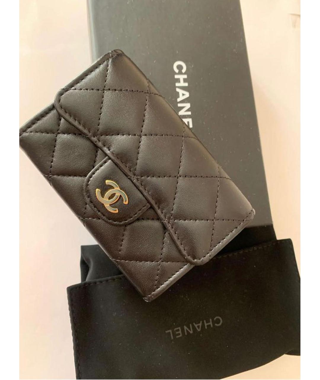 CHANEL Черная кожаная визитница, фото 8