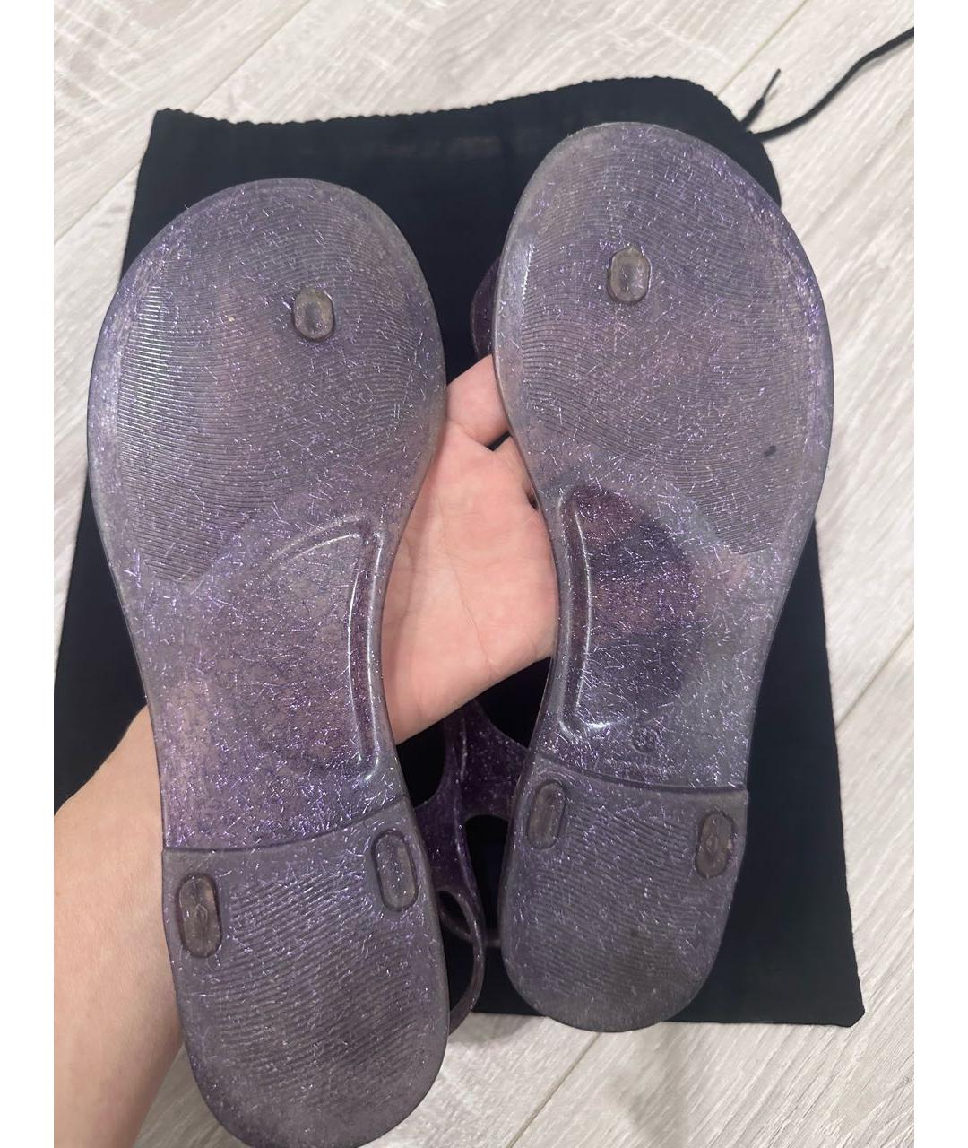 CHANEL PRE-OWNED Фиолетовые резиновые сандалии, фото 6