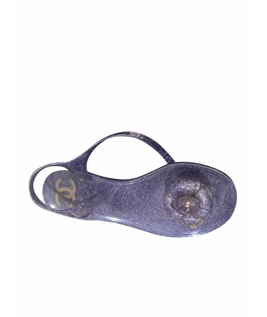 CHANEL PRE-OWNED Фиолетовые резиновые сандалии, фото 1