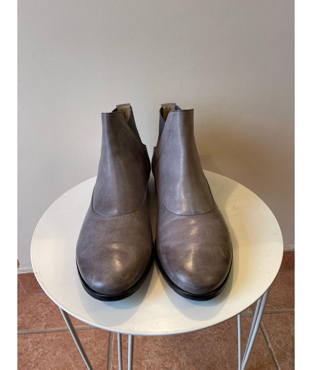 MARITHE FRANCOIS GIRBAUD Серые кожаные низкие ботинки, фото 2