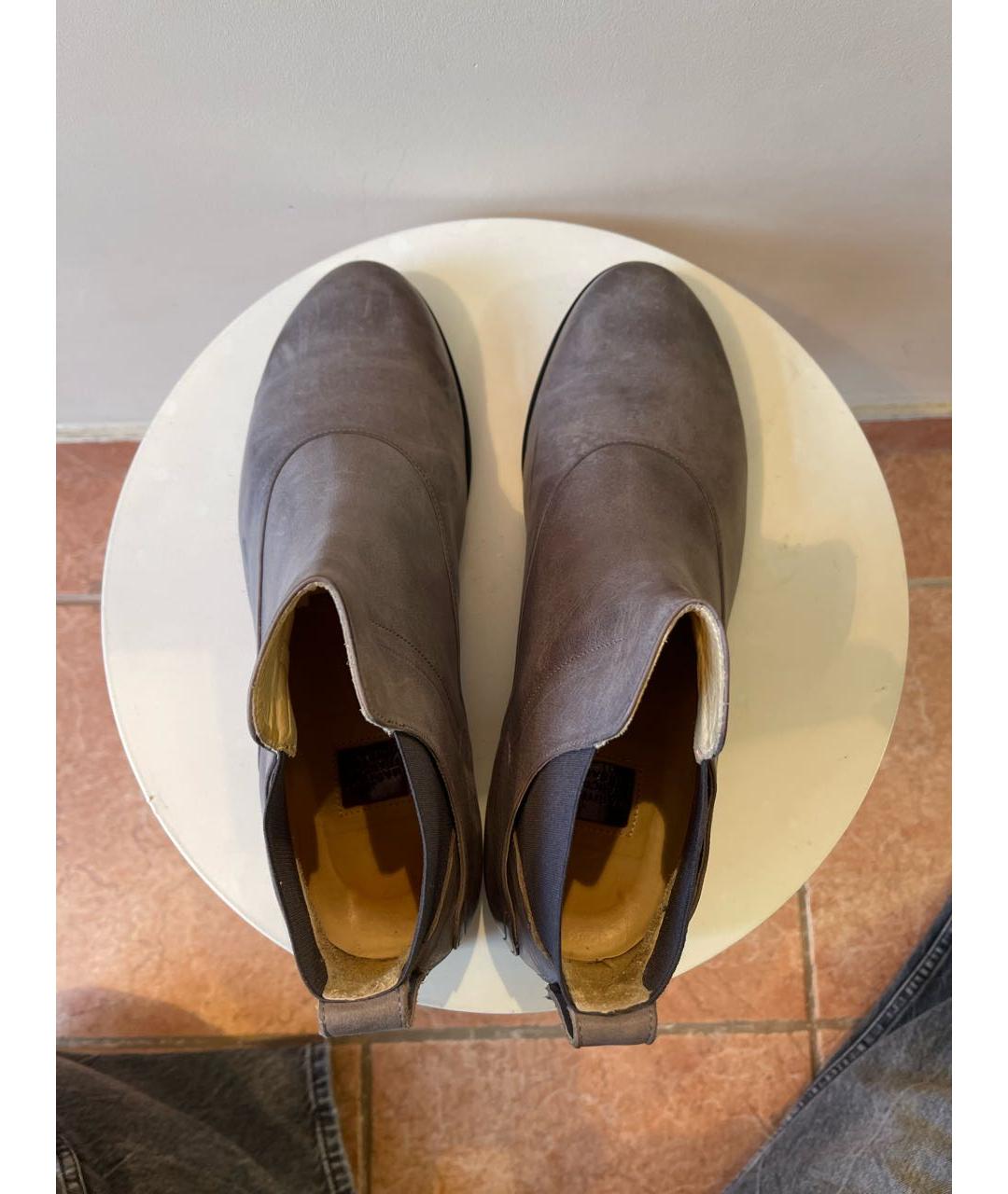 MARITHE FRANCOIS GIRBAUD Серые кожаные низкие ботинки, фото 3