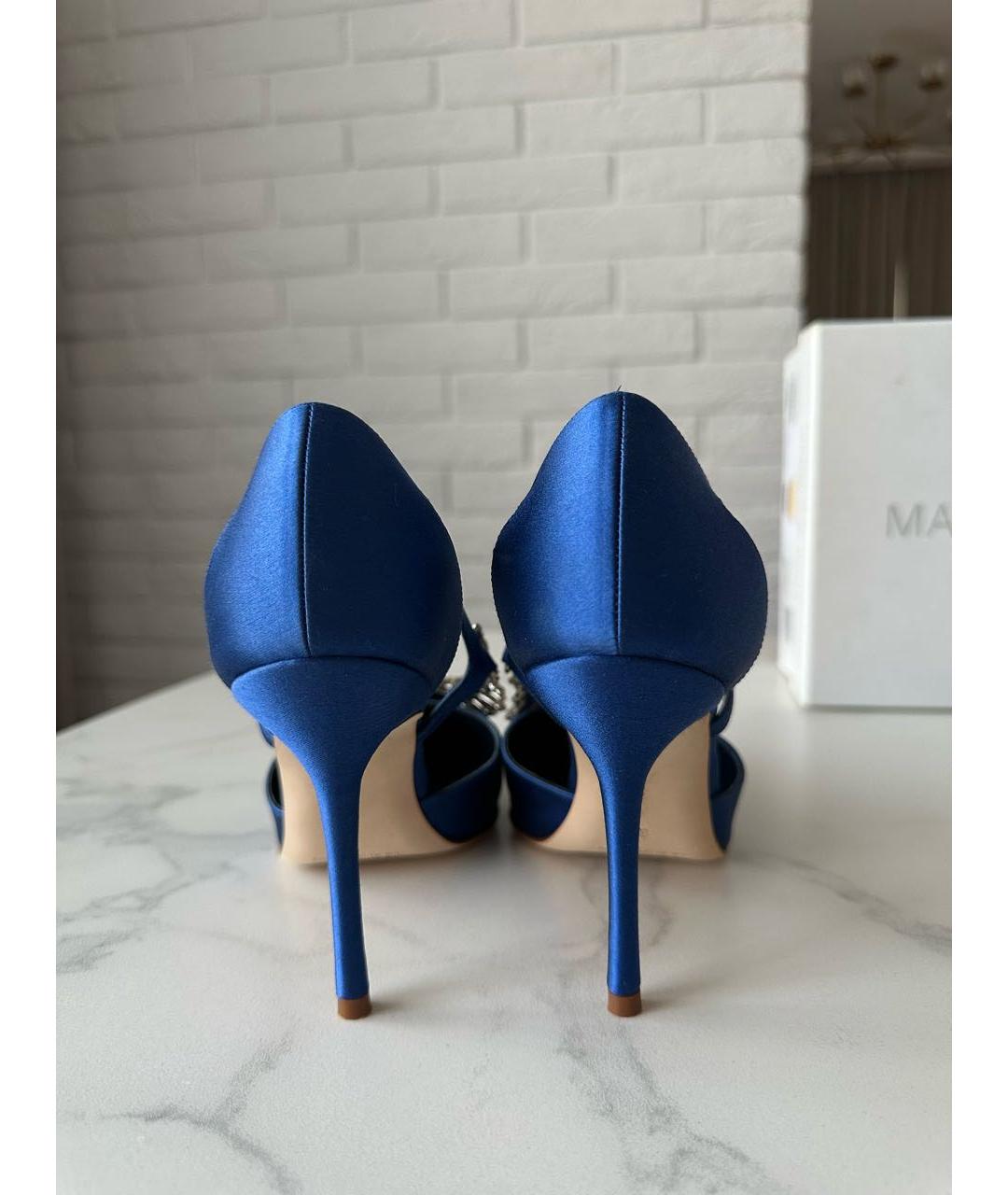 MANOLO BLAHNIK Синие кожаные туфли, фото 4