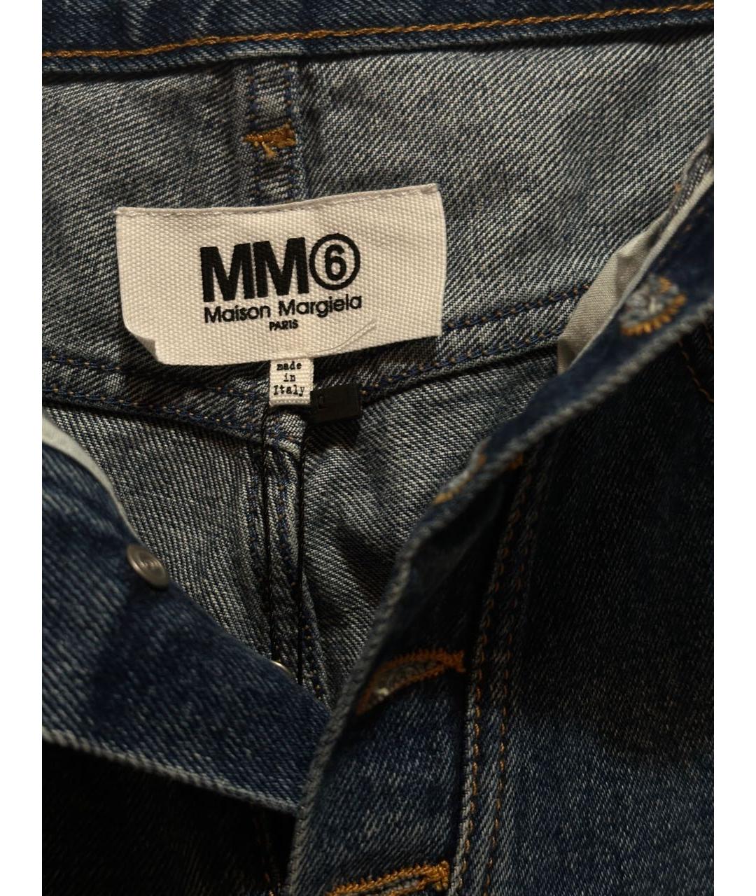 MM6 MAISON MARGIELA Синие хлопковые прямые джинсы, фото 3