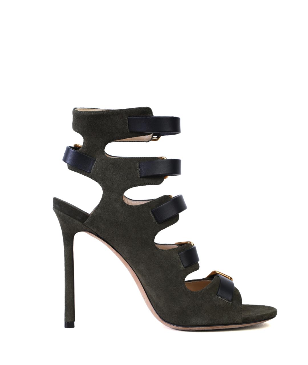 JIMMY CHOO Зеленые замшевые босоножки, фото 4
