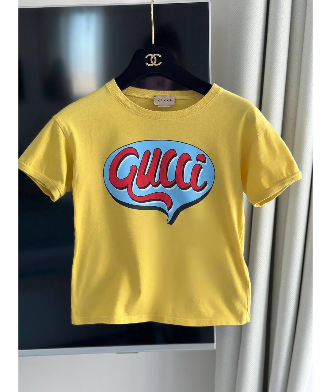 GUCCI KIDS Желтая хлопковая детская футболка, фото 8