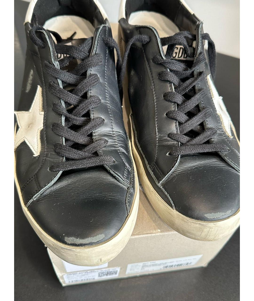 GOLDEN GOOSE DELUXE BRAND Черные кожаные низкие кроссовки / кеды, фото 4