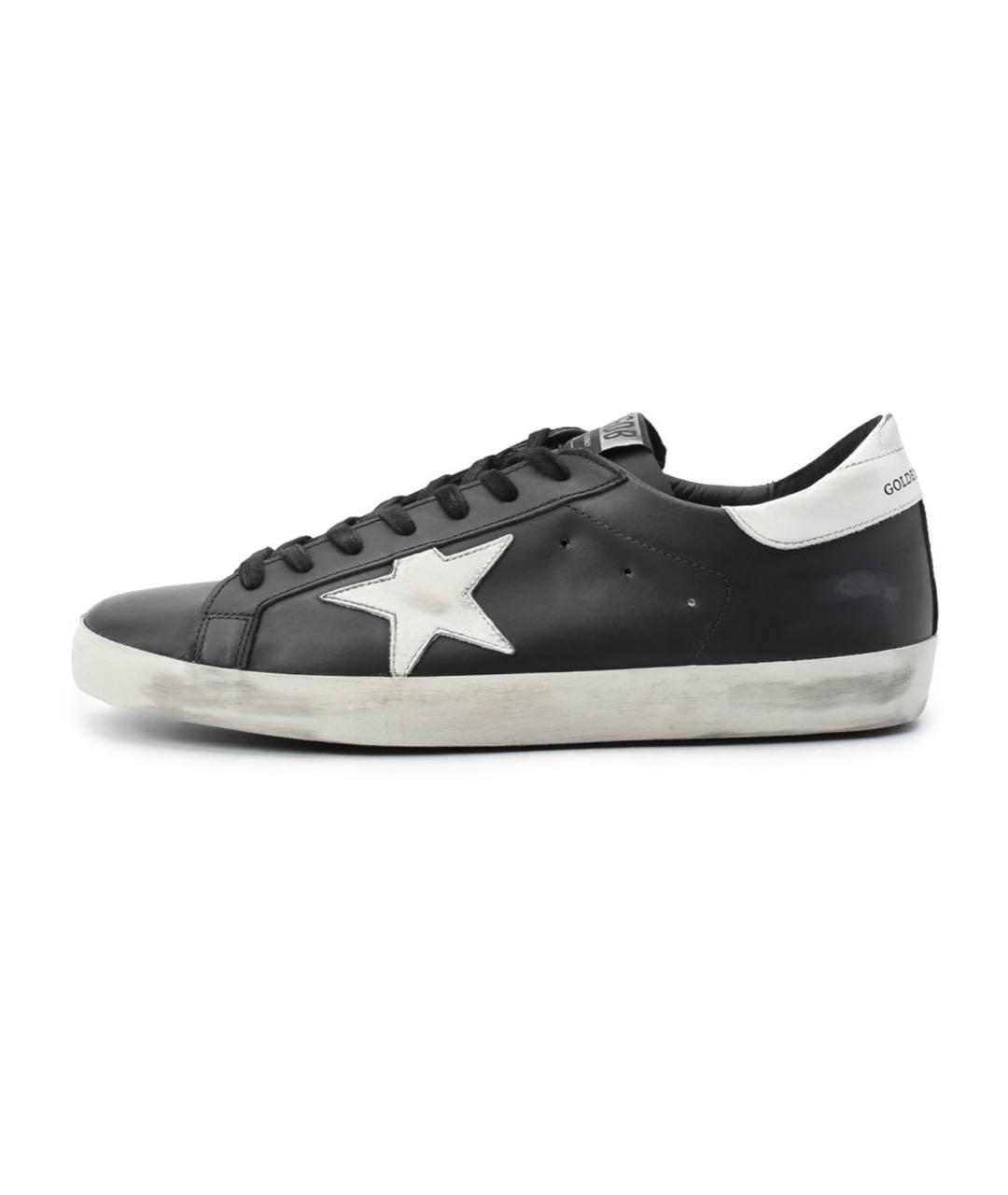 GOLDEN GOOSE DELUXE BRAND Черные кожаные низкие кроссовки / кеды, фото 7