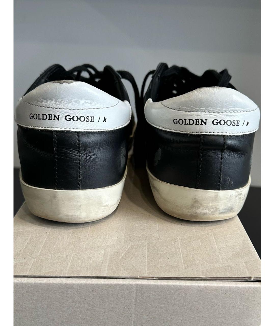 GOLDEN GOOSE DELUXE BRAND Черные кожаные низкие кроссовки / кеды, фото 2