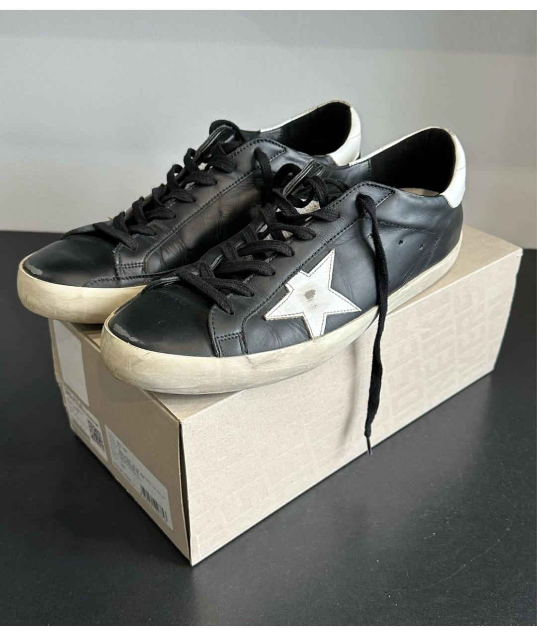 GOLDEN GOOSE DELUXE BRAND Черные кожаные низкие кроссовки / кеды, фото 3