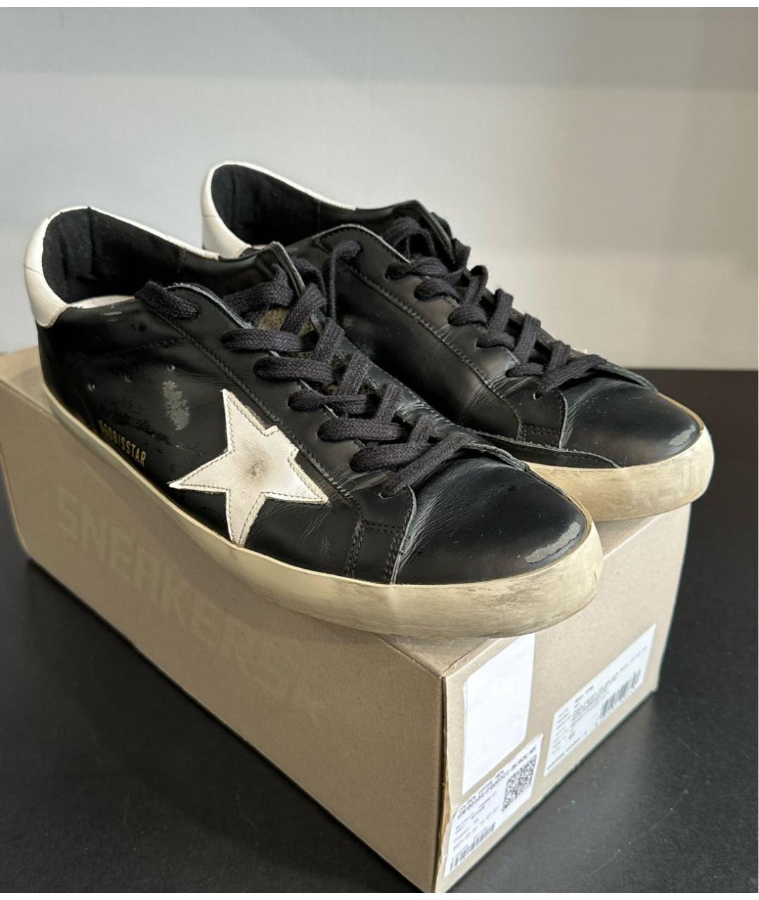GOLDEN GOOSE DELUXE BRAND Черные кожаные низкие кроссовки / кеды, фото 5