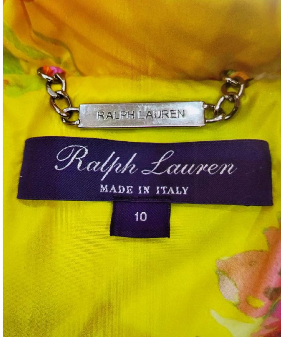 RALPH LAUREN PURPLE LABEL Желтый полиэстеровый пуховик, фото 4