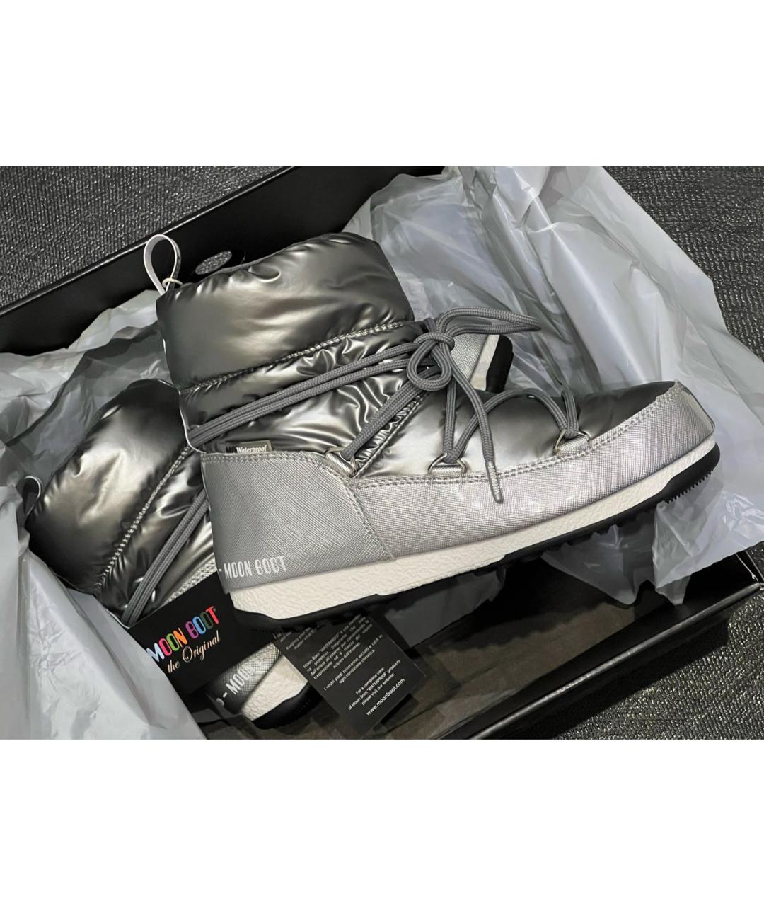 MOON BOOT Серебряные синтетические ботинки, фото 5