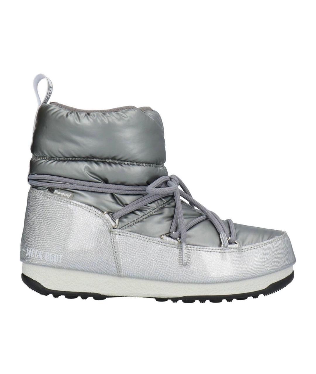 MOON BOOT Серебряные синтетические ботинки, фото 1