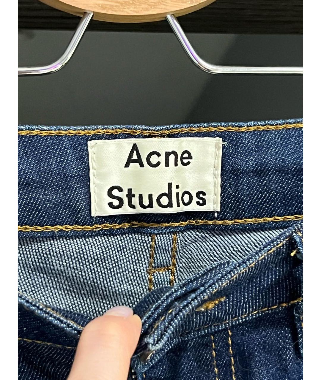 ACNE STUDIOS Темно-синие хлопковые джинсы слим, фото 3