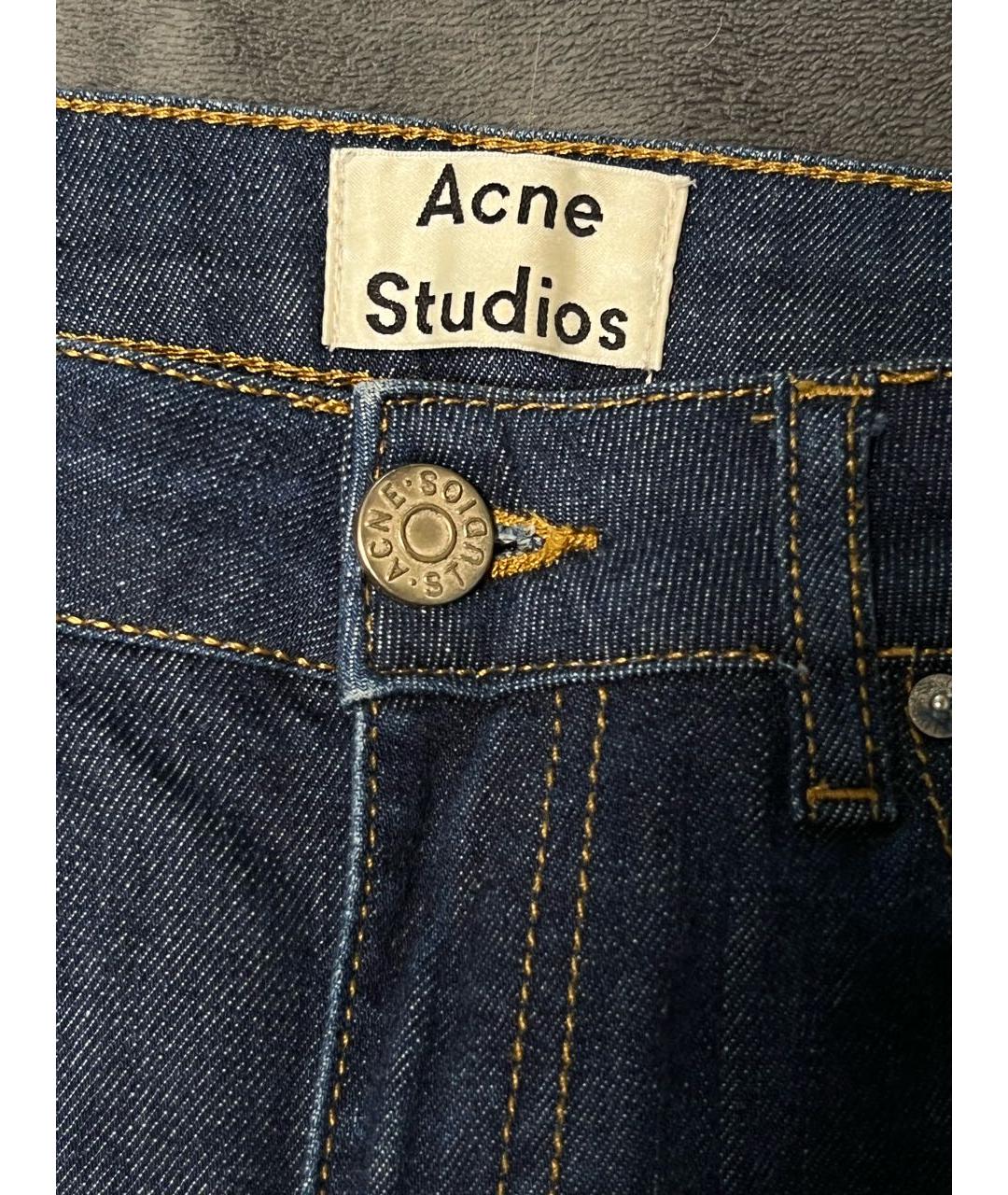 ACNE STUDIOS Темно-синие хлопковые джинсы слим, фото 6