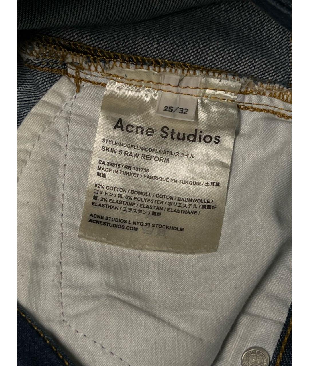 ACNE STUDIOS Темно-синие хлопковые джинсы слим, фото 5