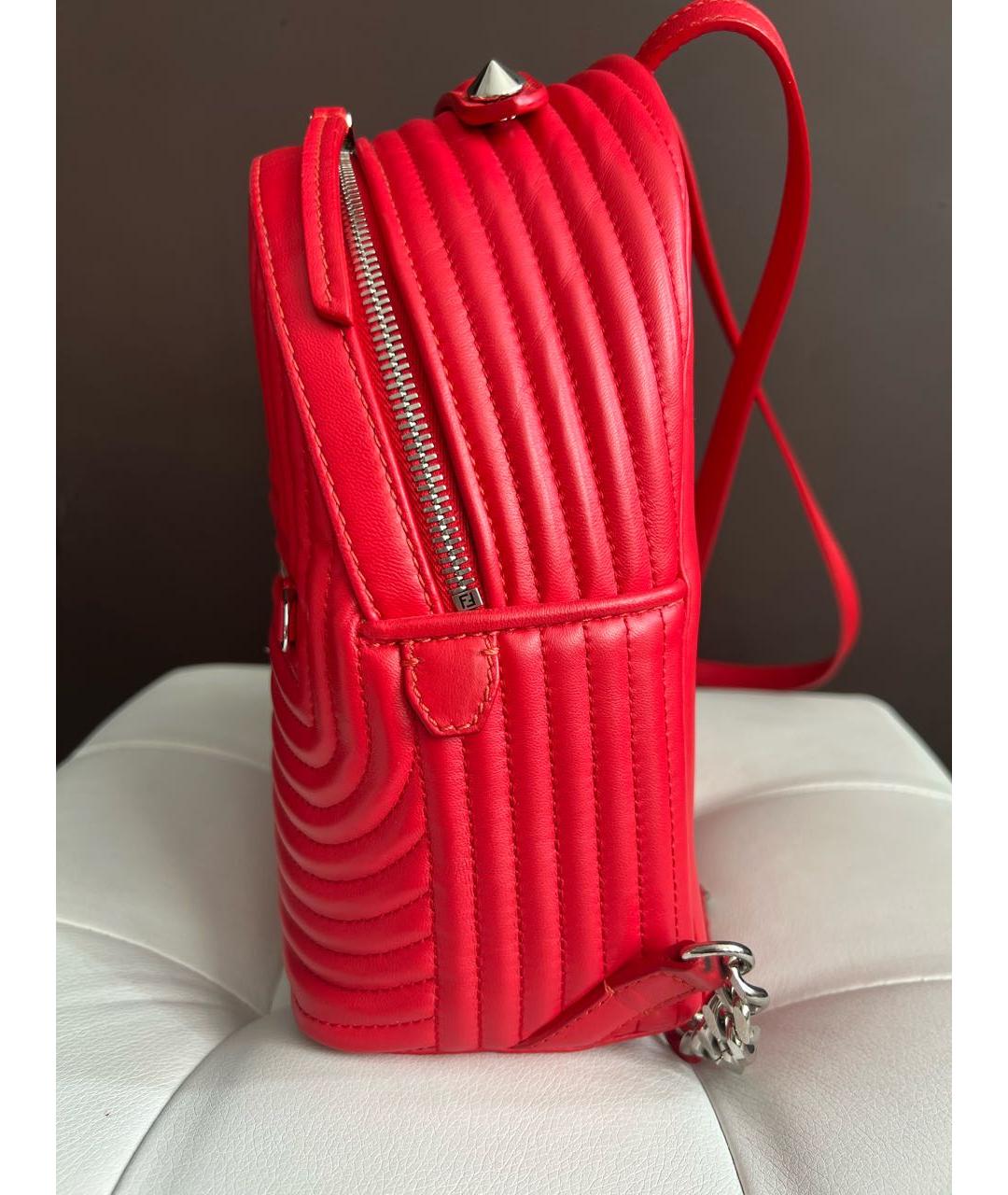 FENDI Красный кожаный рюкзак, фото 5