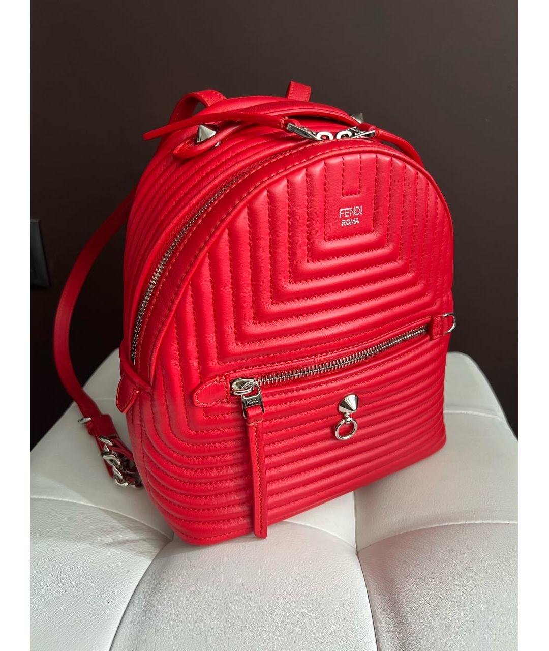 FENDI Красный кожаный рюкзак, фото 8