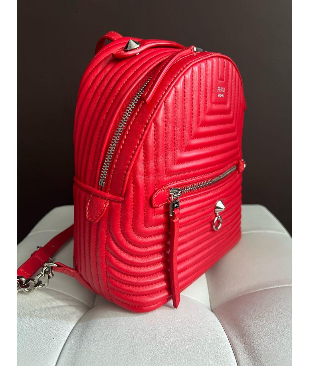 FENDI Красный кожаный рюкзак, фото 2