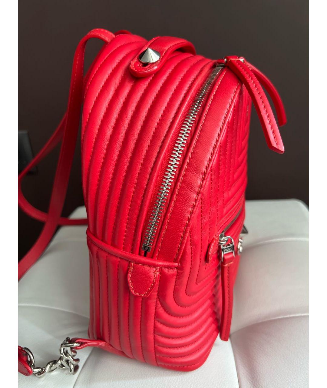FENDI Красный кожаный рюкзак, фото 6