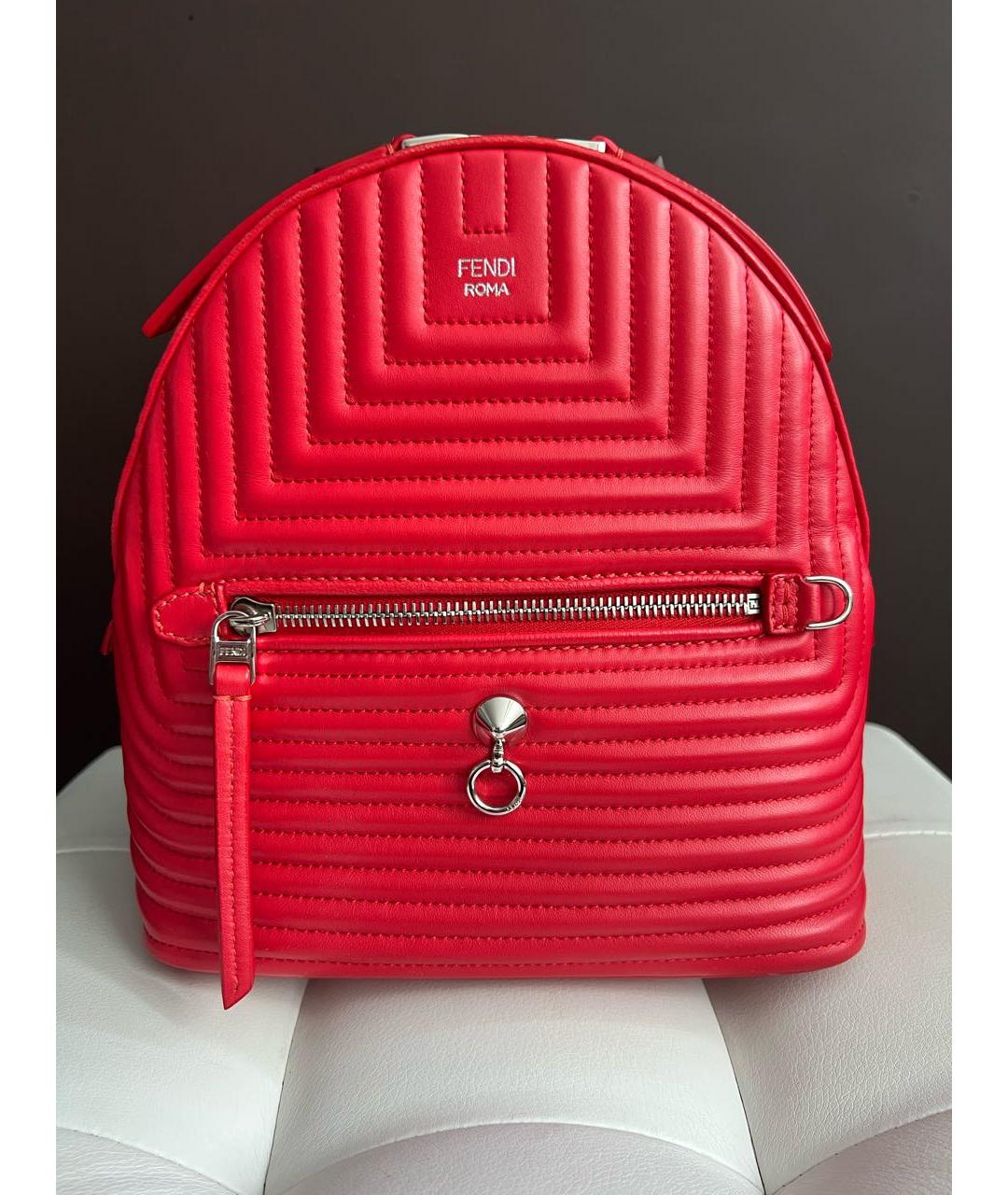 FENDI Красный кожаный рюкзак, фото 9