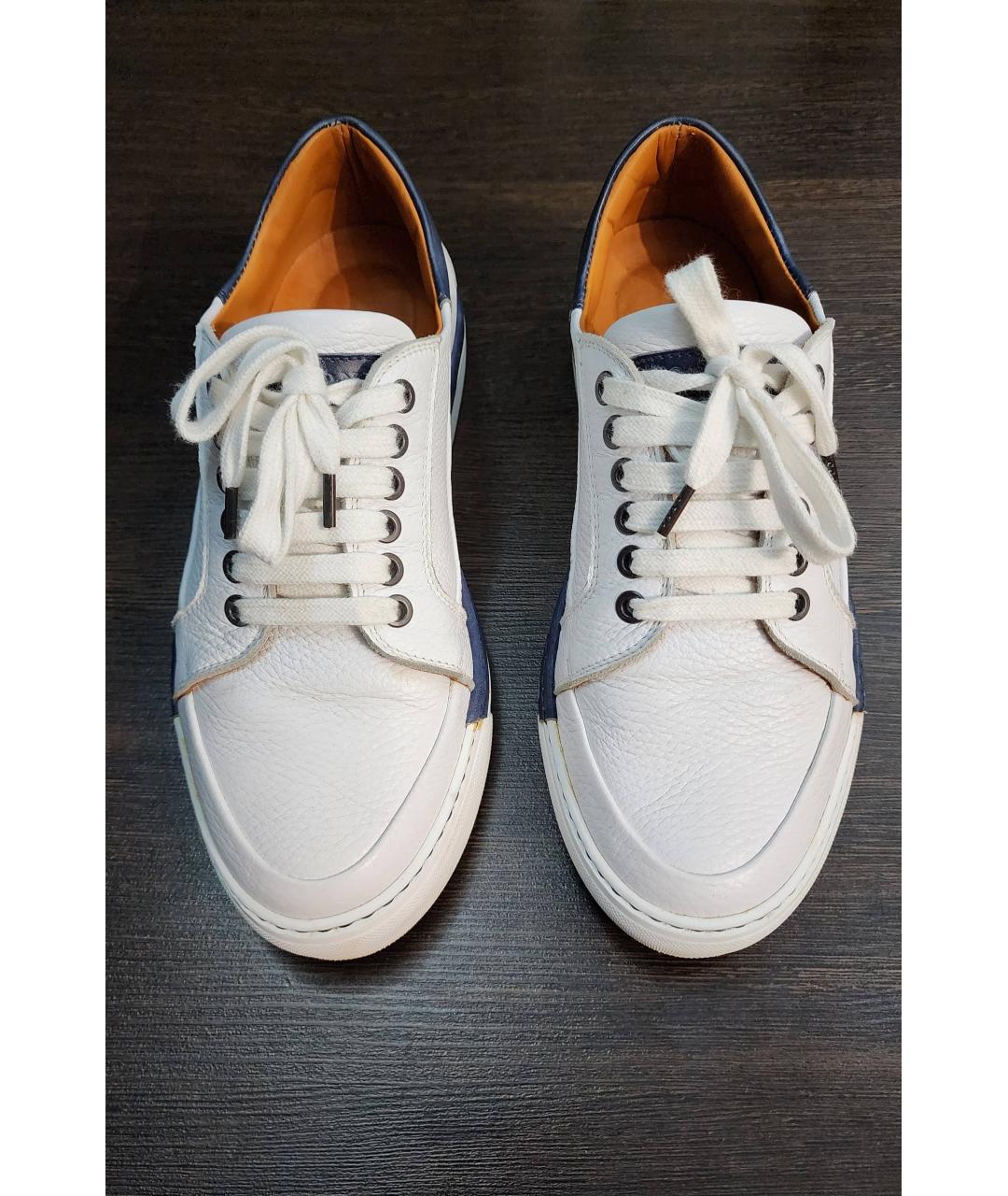 BONTONI Белые кожаные низкие кроссовки / кеды, фото 2