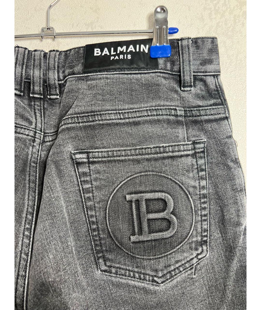 BALMAIN Серые хлопко-полиэстеровые джинсы скинни, фото 5