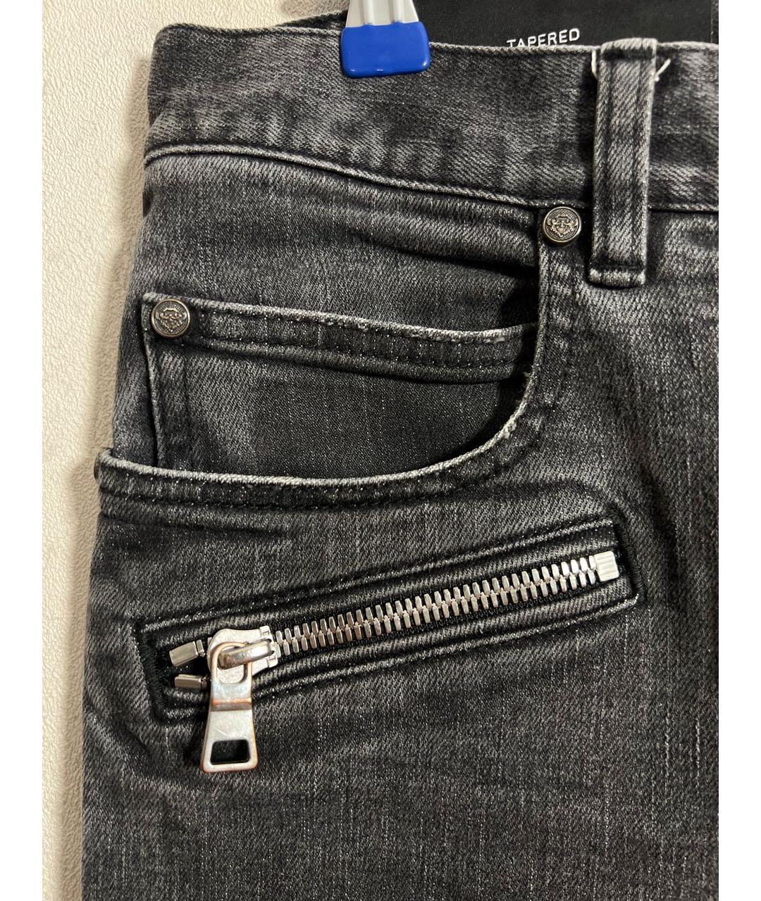 BALMAIN Серые хлопко-полиэстеровые джинсы скинни, фото 4