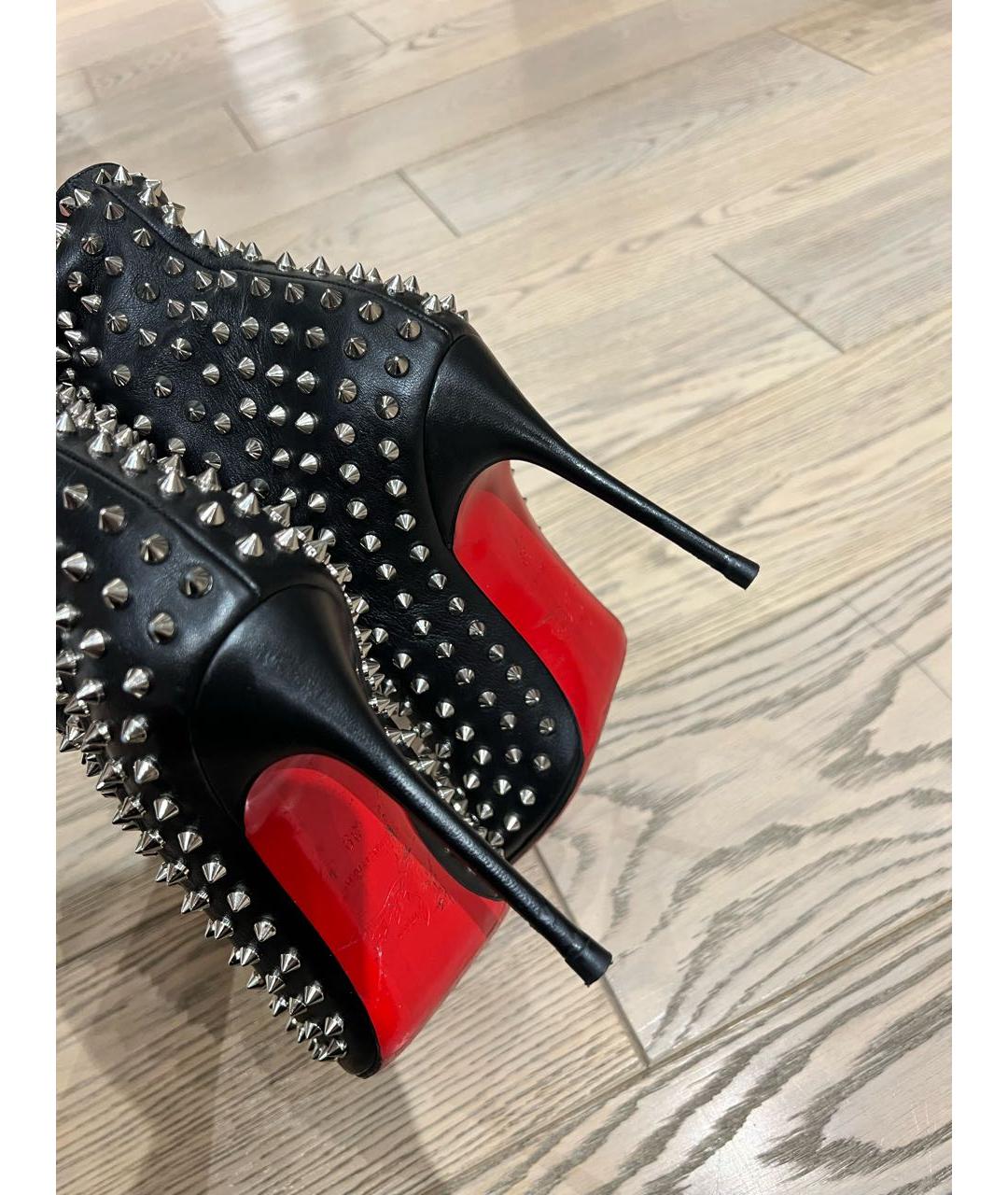 CHRISTIAN LOUBOUTIN Черные кожаные полусапоги, фото 4