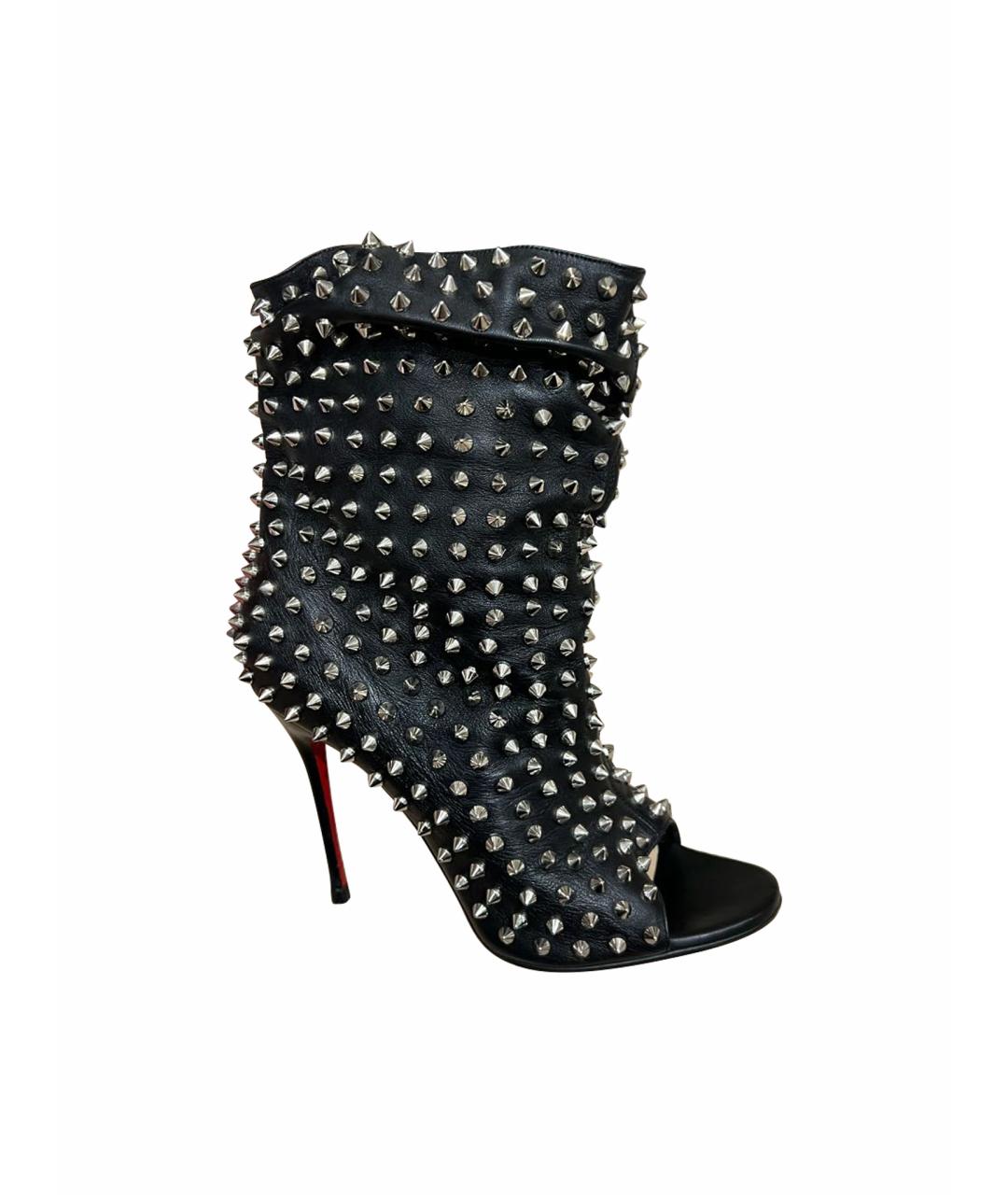 CHRISTIAN LOUBOUTIN Черные кожаные полусапоги, фото 1