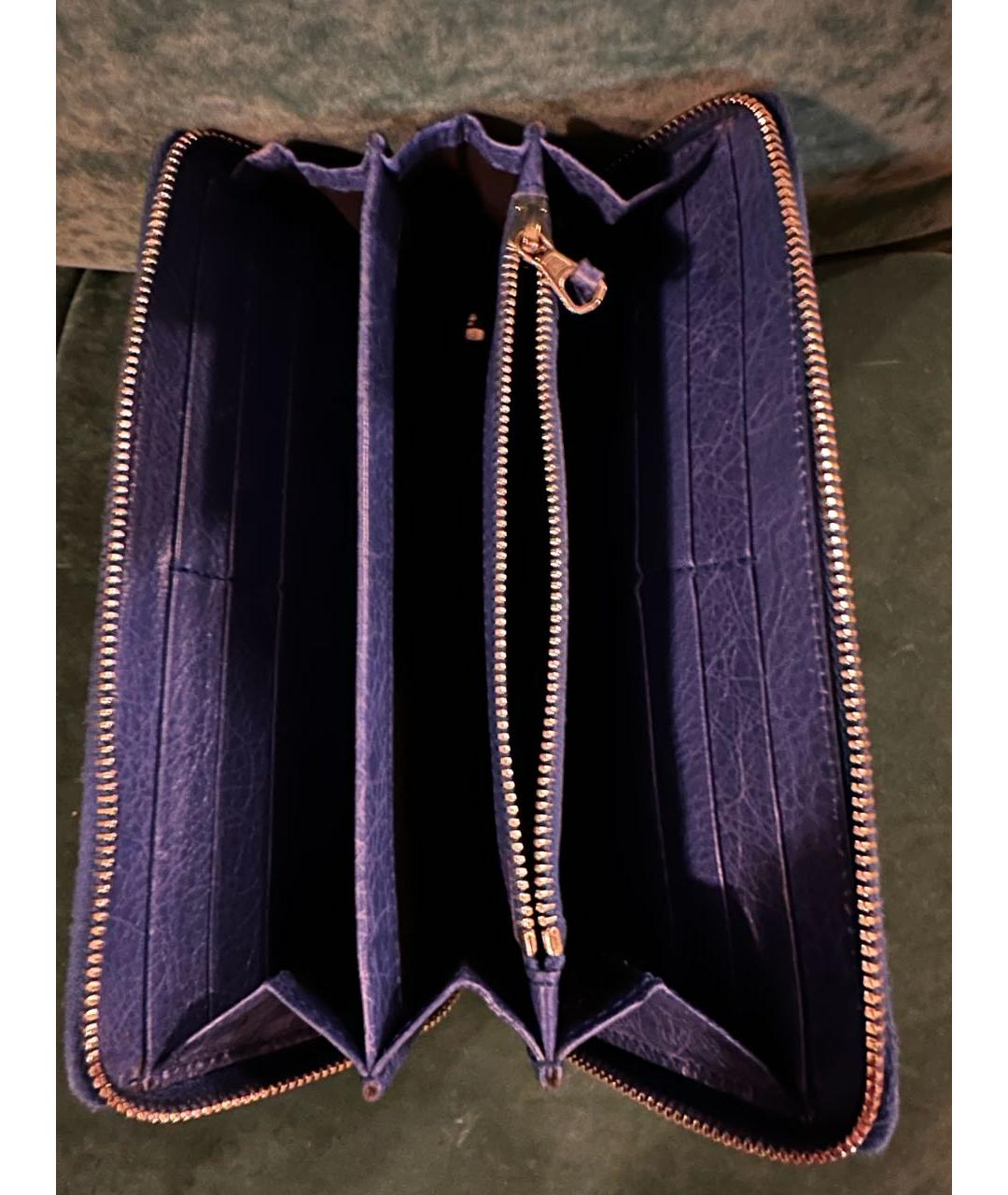 BALENCIAGA Темно-синий кожаный кошелек, фото 6
