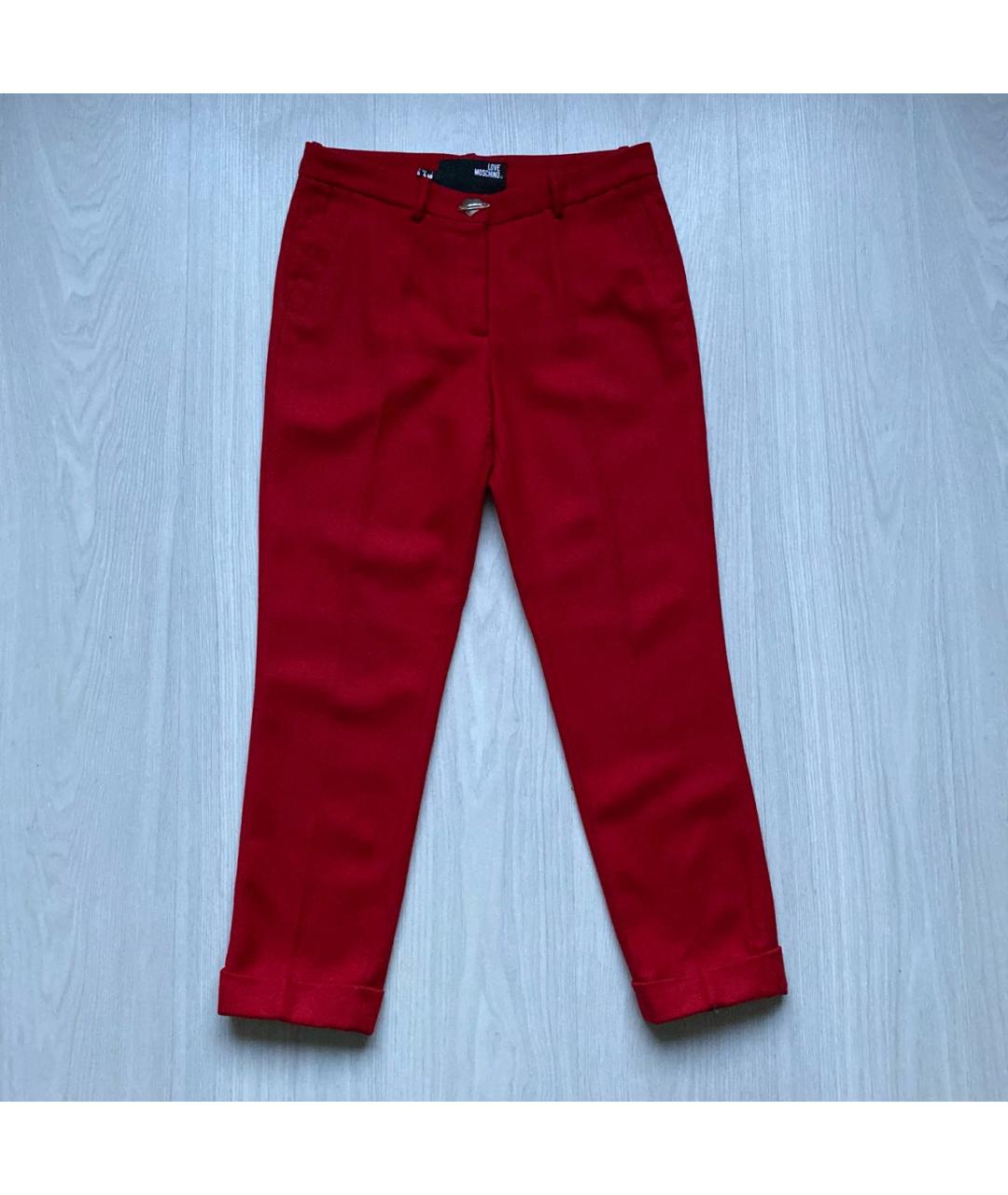 LOVE MOSCHINO Красные прямые брюки, фото 4