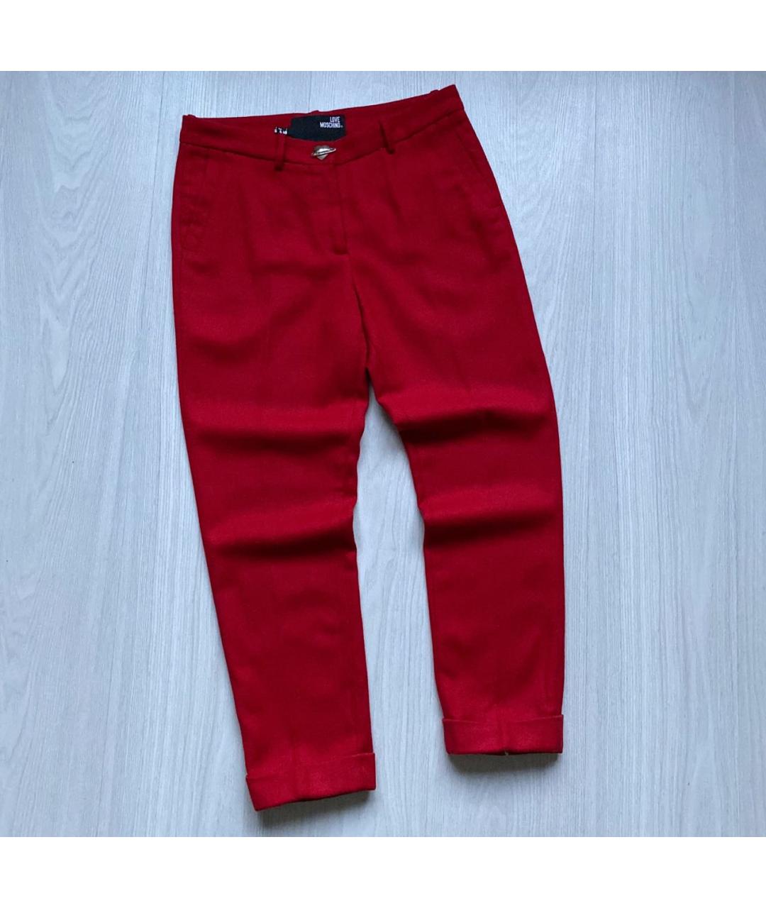 LOVE MOSCHINO Красные прямые брюки, фото 9
