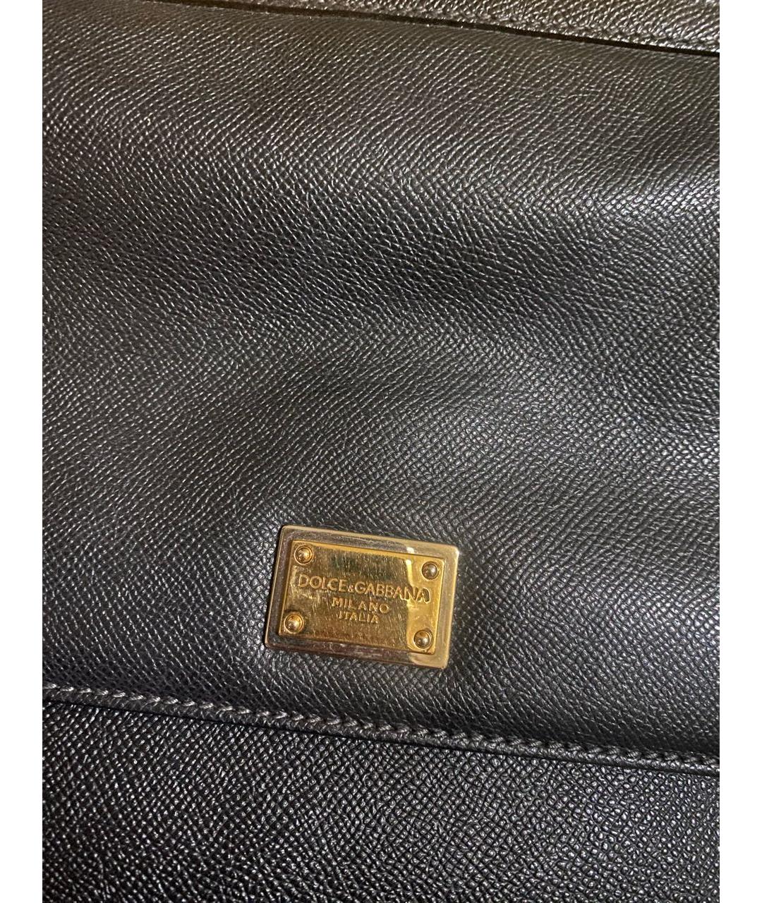 DOLCE&GABBANA Черная кожаная сумка с короткими ручками, фото 8