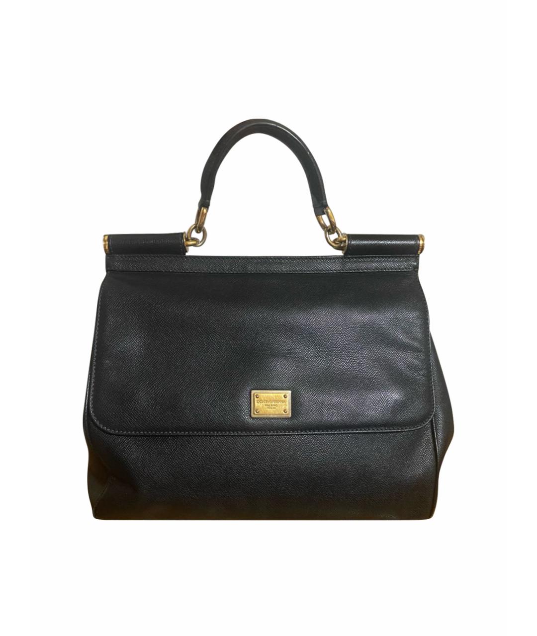 DOLCE&GABBANA Черная кожаная сумка с короткими ручками, фото 1
