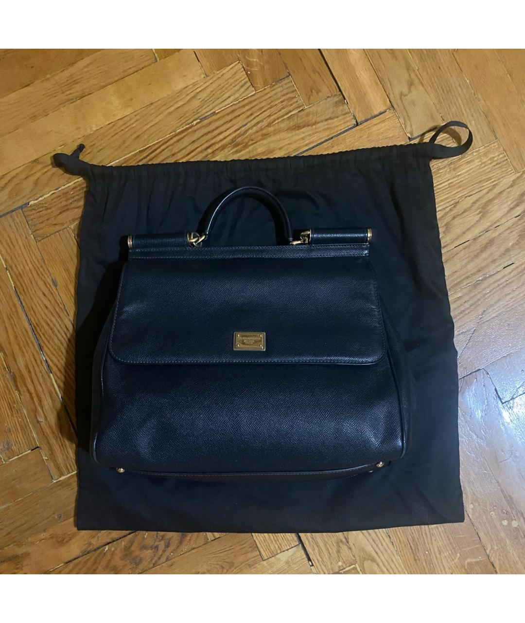 DOLCE&GABBANA Черная кожаная сумка с короткими ручками, фото 5