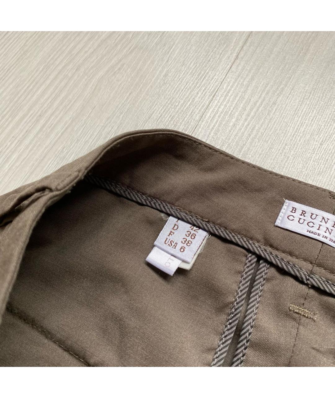 BRUNELLO CUCINELLI Коричневые брюки узкие, фото 4