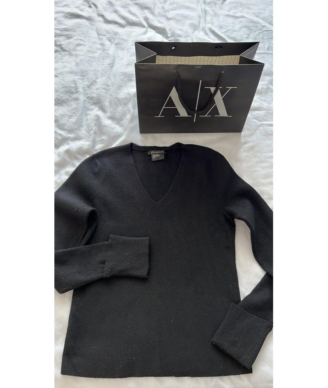 ARMANI EXCHANGE Черный шерстяной джемпер / свитер, фото 2